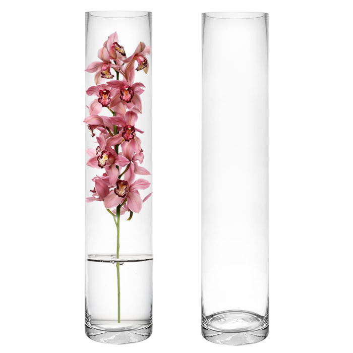 Glass Cylinder Vase H-20" x D-4" Clear (Wholesale Pack of 6)