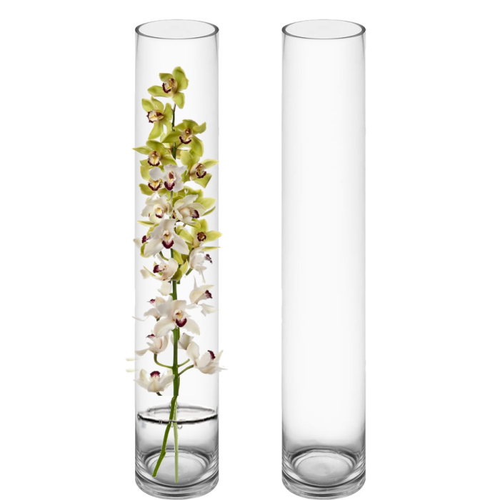 Glass Cylinder Vase H-24" x D-4" Clear (Wholesale Pack of 6)