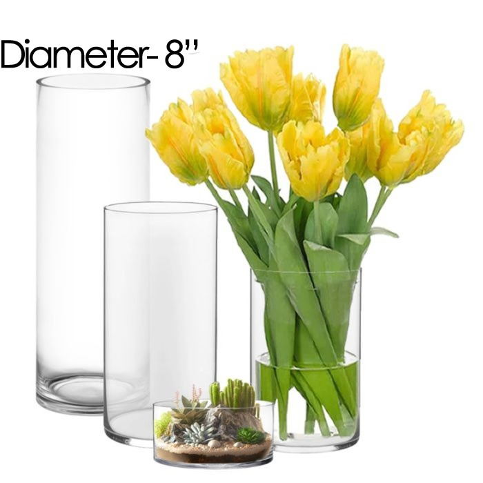 8 inches glass cylinder vases