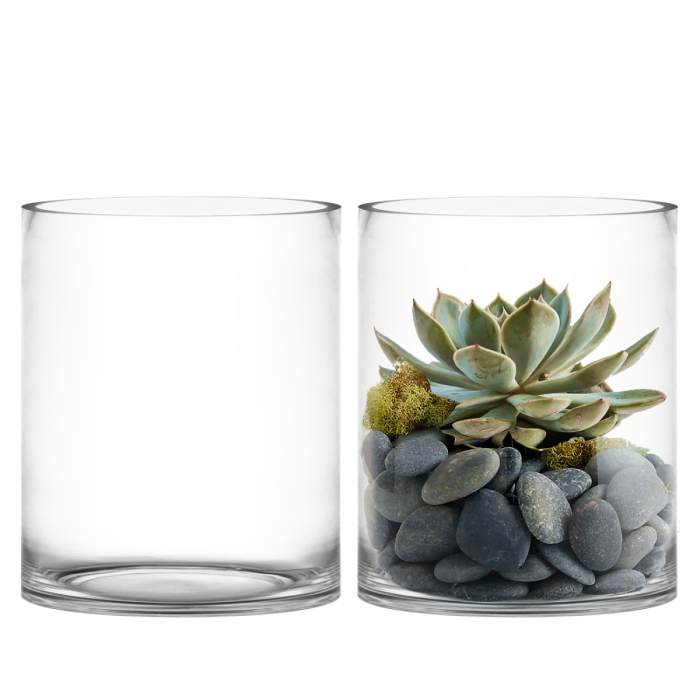 Glass Cylinder Vase H-12" x D-10" Clear (Wholesale Pack of 2)