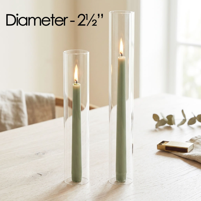 glass hurricane 2.5" candle tubes chimney