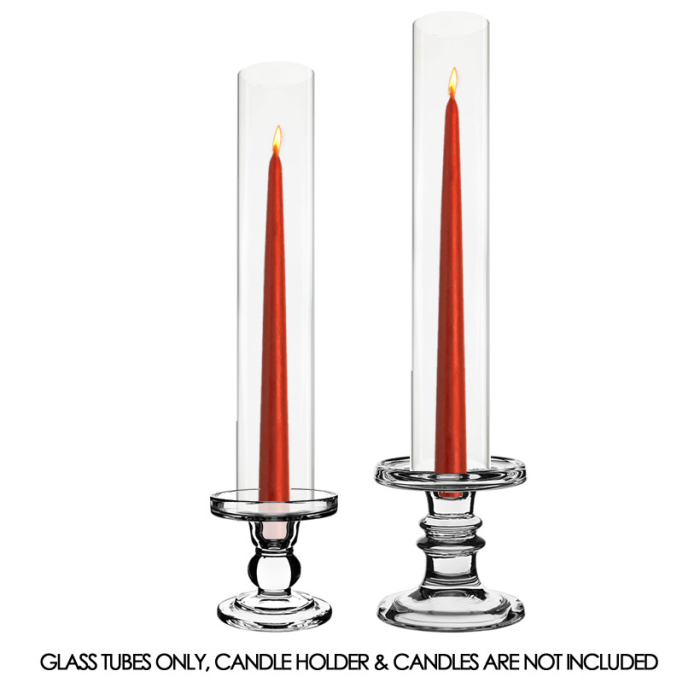 Hurricane Glass Tube Open-Ended Candle Holder Lamp Shade Chimney H-14", D-2.5" Clear