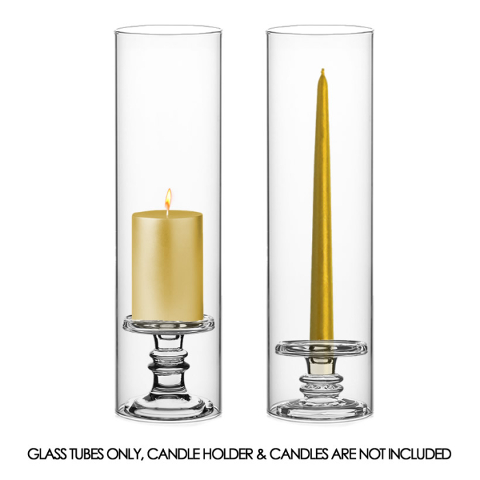 Open-Ended Glass Hurricane Candle Shade Chimney Tube 18" x 4.75"