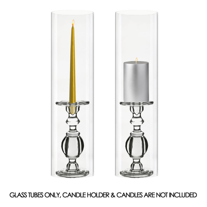Open-Ended Glass Hurricane Candle Shade Chimney Tube 24" x 6"