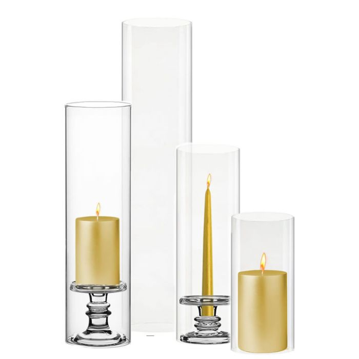 glass hurricane chimney candle holders