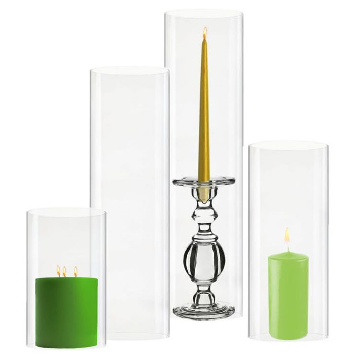 glass hurricane chimney candle holders
