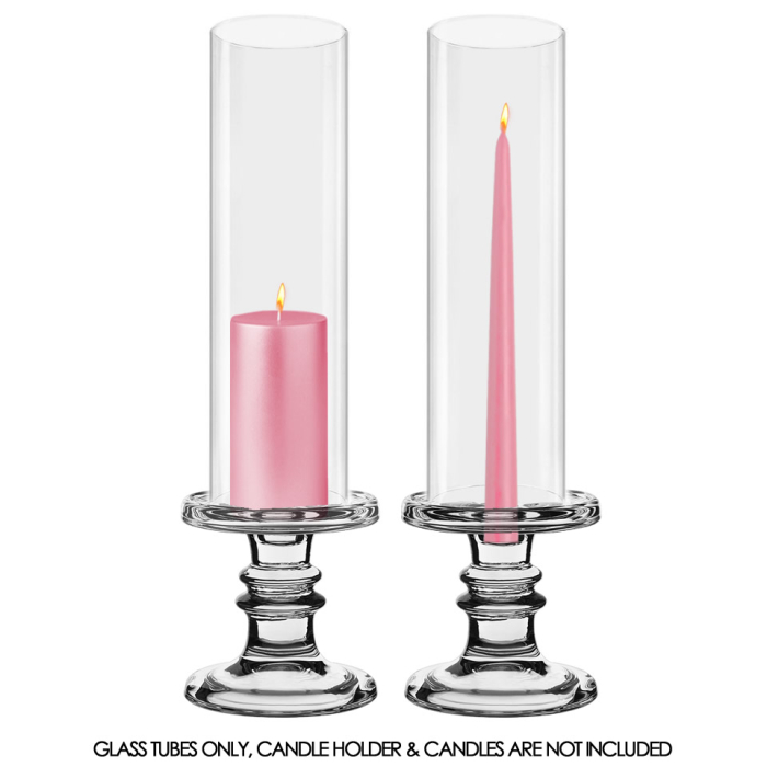 Hurricane Glass Tube Open-Ended Candle Holder Lamp Shade Chimney H-10" x D-3" Clear