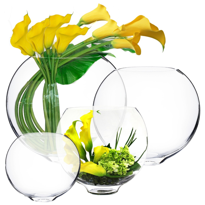 Glass moon shape oval thin opening vase