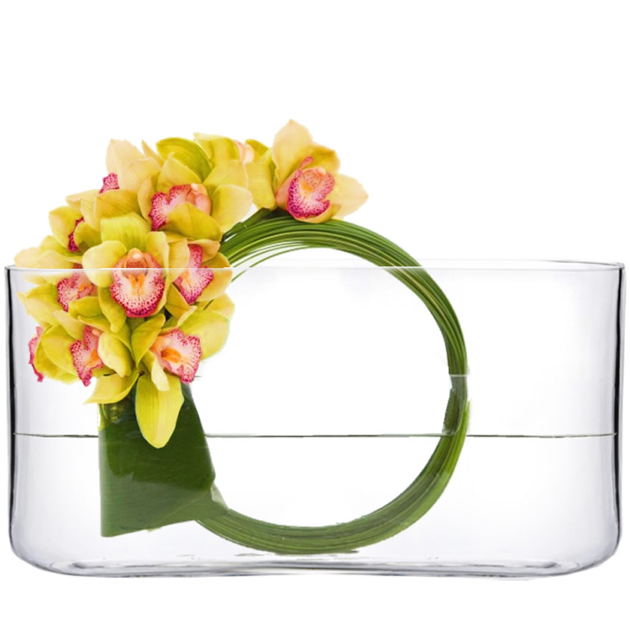 Glass Round Edge Rectangular Vase 8" x 16" x 3" Clear (Wholesale Pack of 4)
