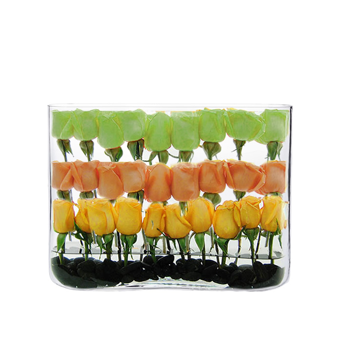 Glass Round Edge Rectangular Vase 12" x 16" x 3" Clear (Wholesale Pack of 4)