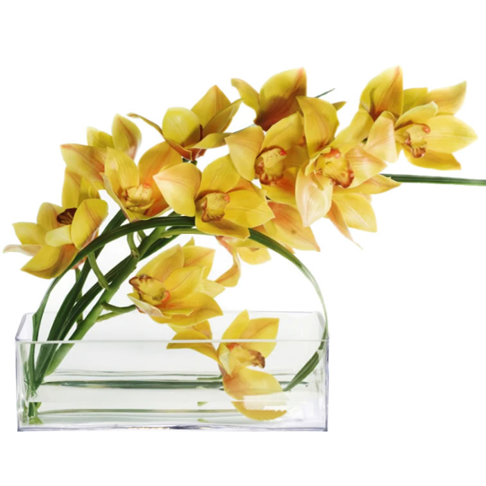Glass Rectangular Vase Centerpiece Decorative Planter 4" x 12" x 4" Clear