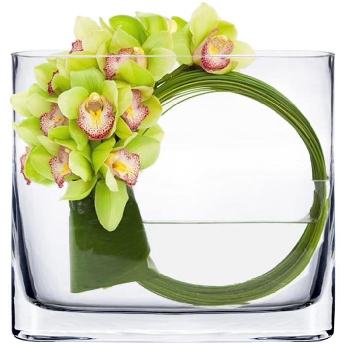 Glass Round Edge Rectangular Vase 8" x 7" x 1.75" Clear (Wholesale Pack 12)