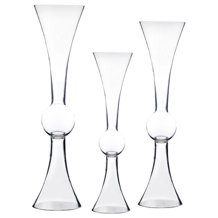 Reversible Glass Clarinet Trumpet Event Wedding Centerpiece Vase 24" x 6" Clear