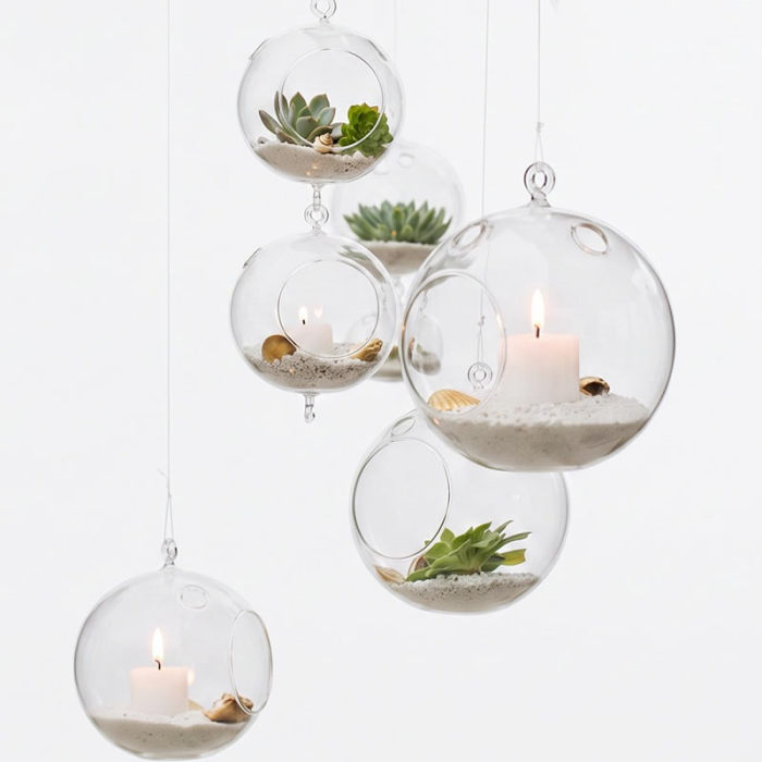 hanging glass terrarium orbs