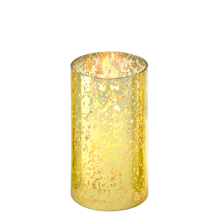 mercury gold flecked Glass Hurricane Candle Lamp Shade Chimney Tube 6" x 3"