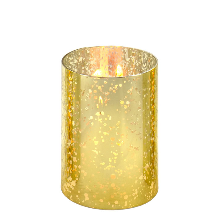 mercury gold-flecked Glass Hurricane Candle Lamp Shade Chimney Tube 6" x 4"