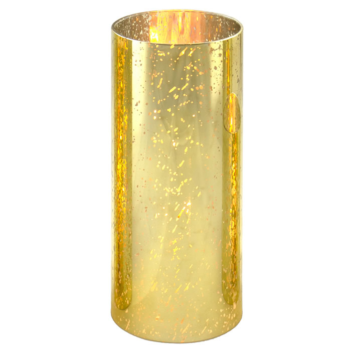 mercury gold-flecked Glass Hurricane Candle Lamp Shade Chimney Tube 6" x 4"