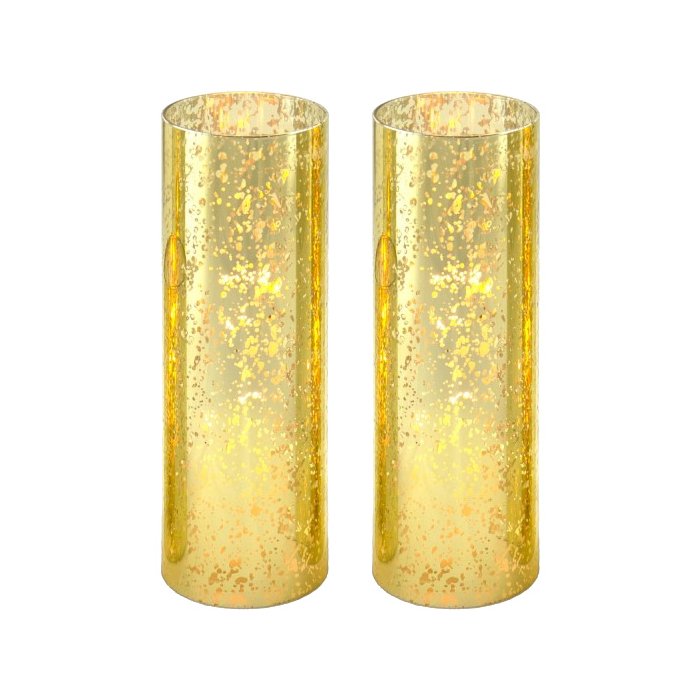 mercury gold-flecked Glass Hurricane Candle Lamp Shade Chimney Tube 10" x 3"
