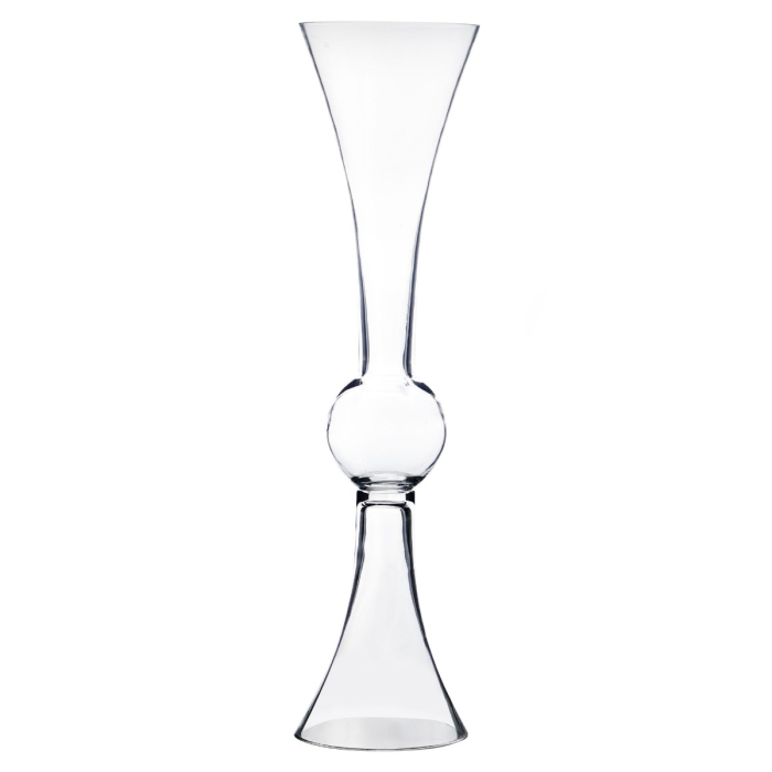 Reversible Glass Clarinet Trumpet Event Wedding Centerpiece Vase 24" x 6" Clear