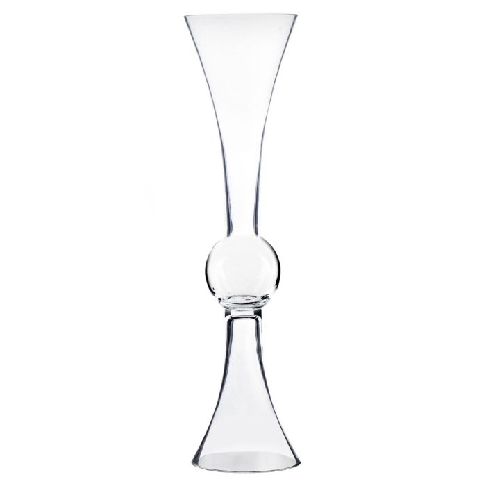 Reversible Trumpet Wedding Centerpiece Glass Clarinet Vase 36" x 9" Clear