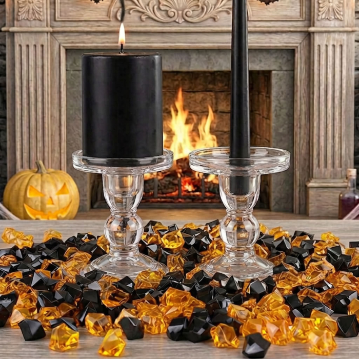 black and orange acrylic rocks