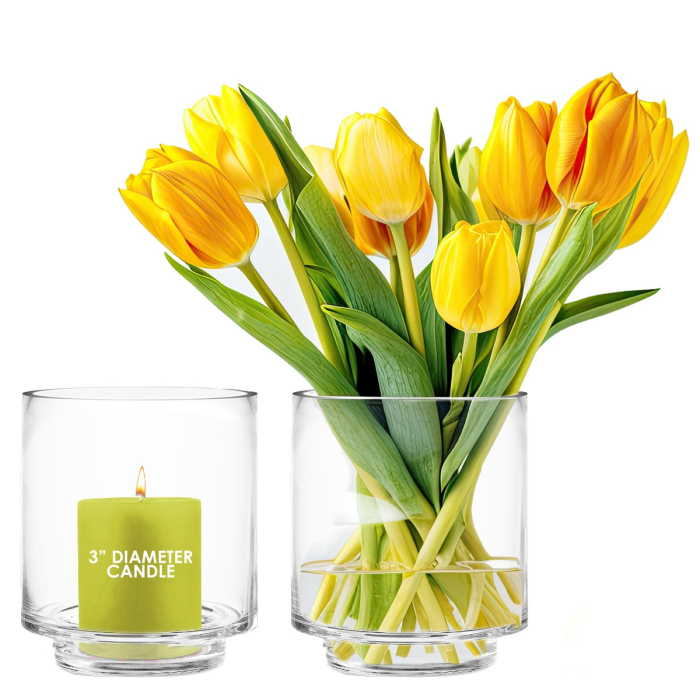 Glass Hurricane Candle Holder, Cylinder Vase 