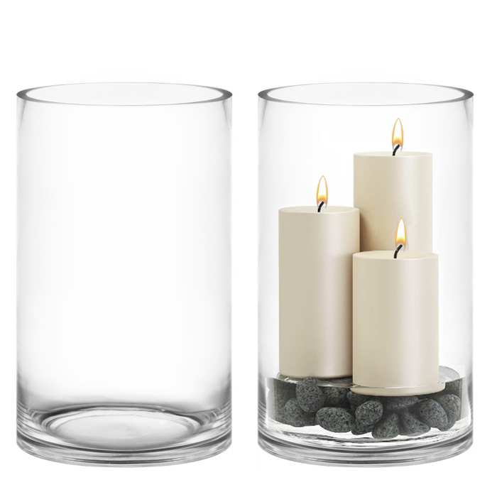 Glass Cylinder Vase H-16" x D-10" Clear (Wholesale Pack of 2)