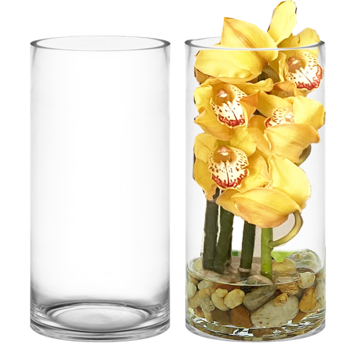 Glass Cylinder Vase H-20" x D-10" Clear (Wholesale Pack of 2)