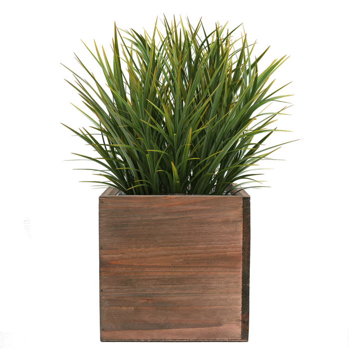 H-10" Open-10" x 10" Wood Cube Planter Box w/ Zinc Liner