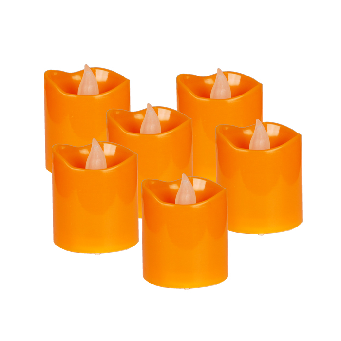 1.6" Orange LED Flameless Votive Pillar Candle Party Lights