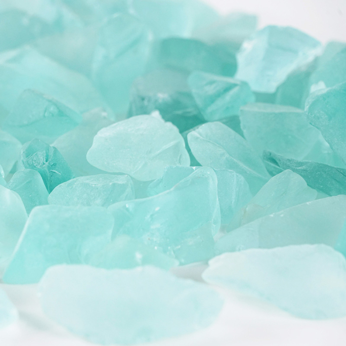 frosted light blue large sea glass