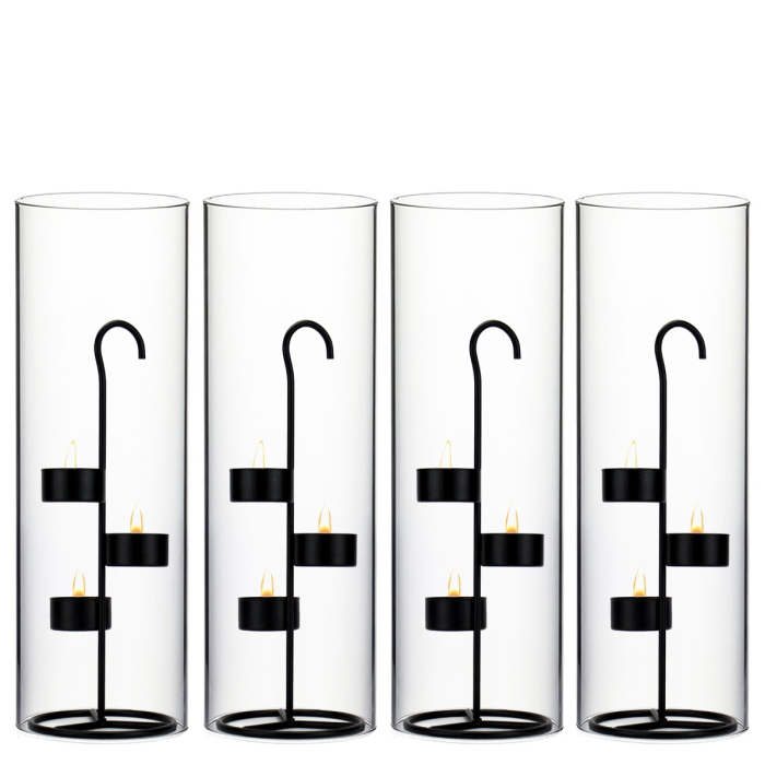 Metal Black Tea Light Candle Holder Stand with Bottomless Shades