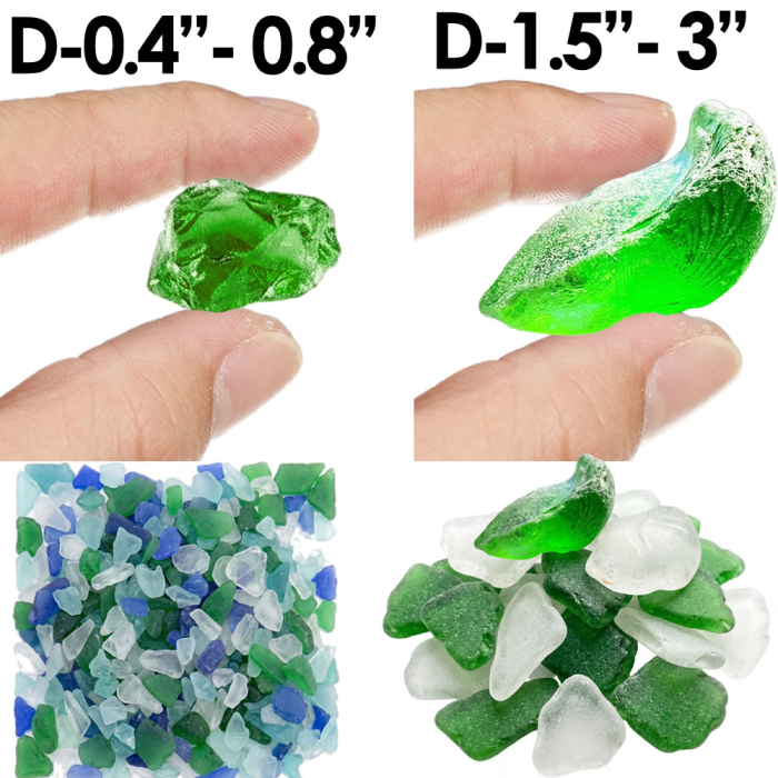 glass thick sea glass in frosted clear green blue and light blue