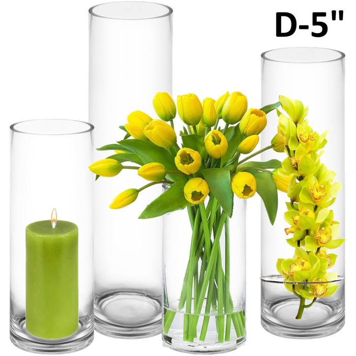 5 inches glass cylinder vases
