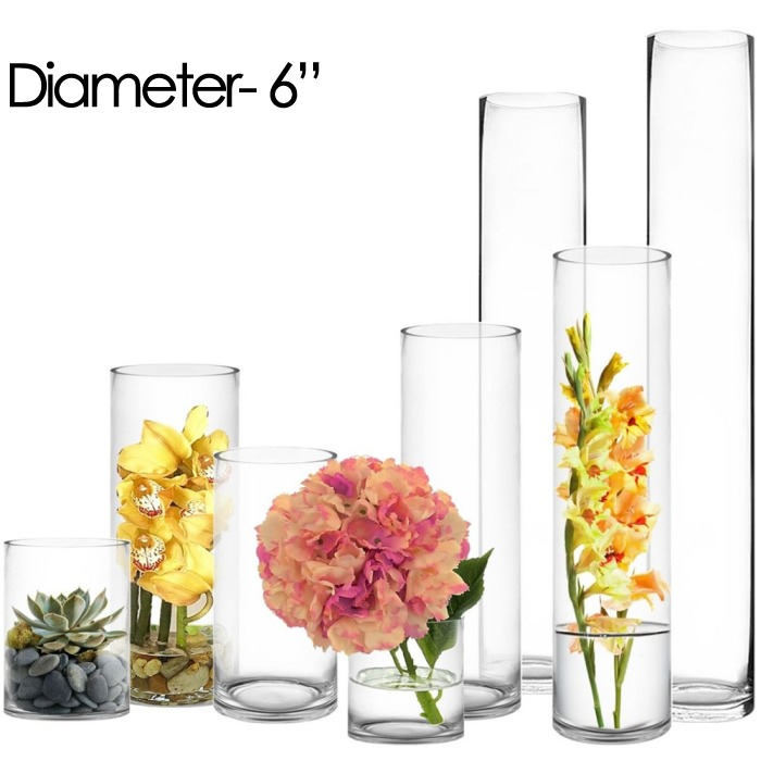 6 inches glass cylinder vases