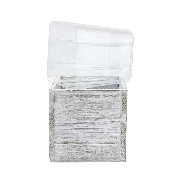 white wash wood planter 6 inches