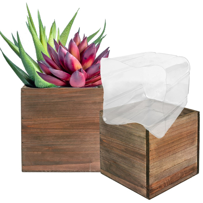 wood cube planter box
