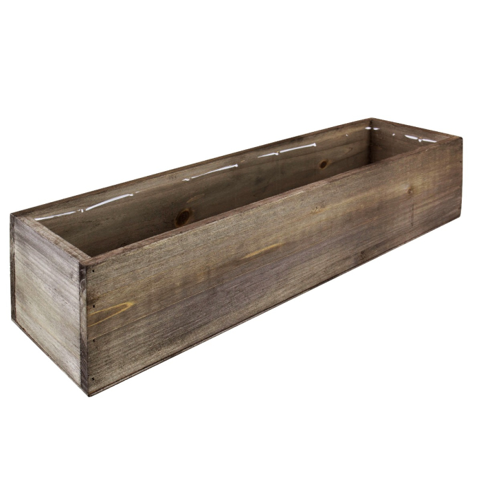 Rectangle Planter Wood Box with Plastic Liner 4" x 17" x 5"