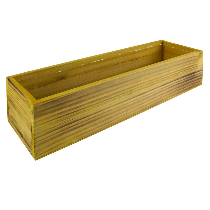 Rectangle Unfinished Planter Wood Box with Plastic Liner 4" x 17" x 5"