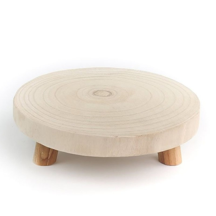 wood slice stand with pedestal