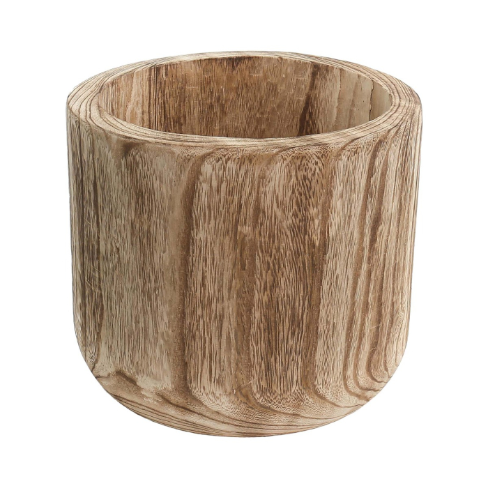 11 inches burnt wooden planter cylinder vases