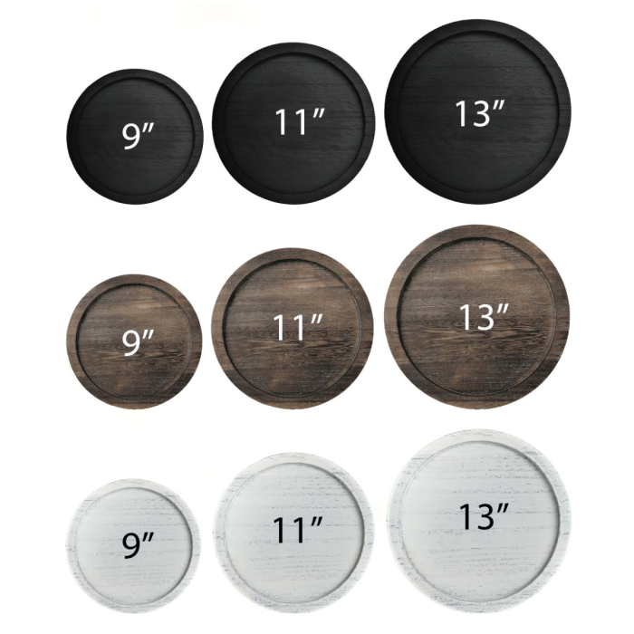 Wood Tray Collection – 3 Sizes (9"/11"/13") & 3 Color for Rustic Home Decor- Pack of 10