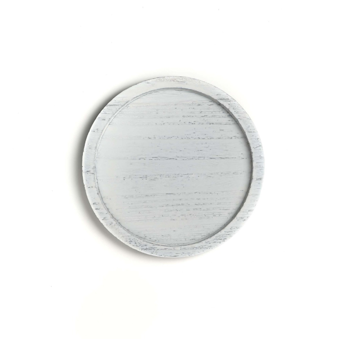 Round White Wood Tray for Candles & Decoration