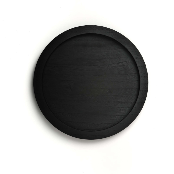 Black Round Wood Tray for Candles & Decoration