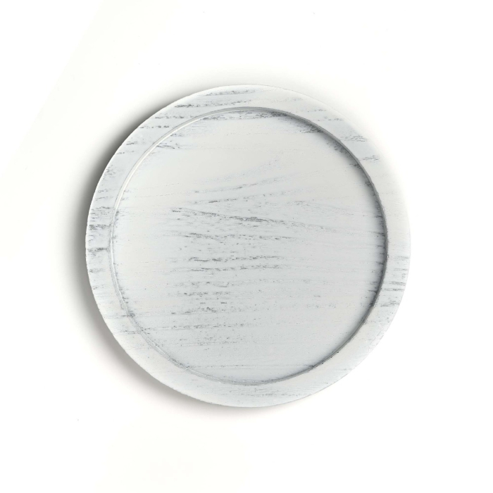 White Round Wood Tray for Candles & Decoration