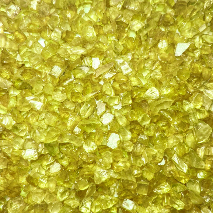 Yellow Crushed Glass Gravel Vase Filler, Approx. 42 Cups/LB (Wholesale 28 LBS/Case)