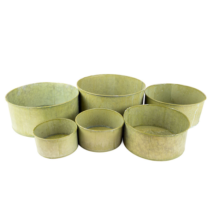 Rustic Zinc Cylinder Planter Set of 6 pcs. H-5", 4.5", 4", 3.5", 3", 2.5"