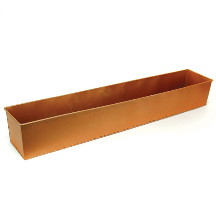 4" x 5" x 24" Zinc Rectangle Planters with Rose Gold Finish