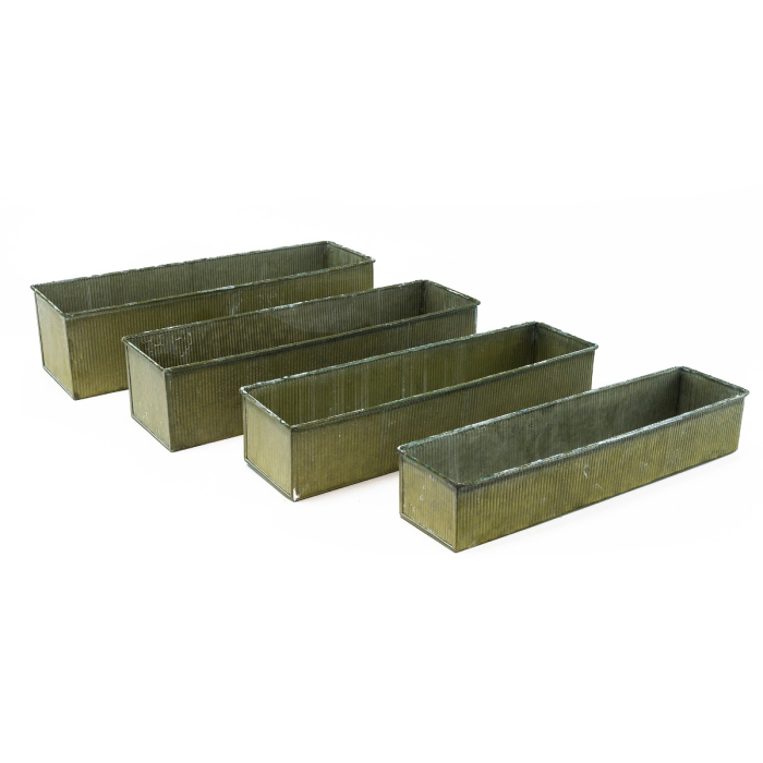 Zinc Rectangle Planter Vase Box H-2.5" - 4" 