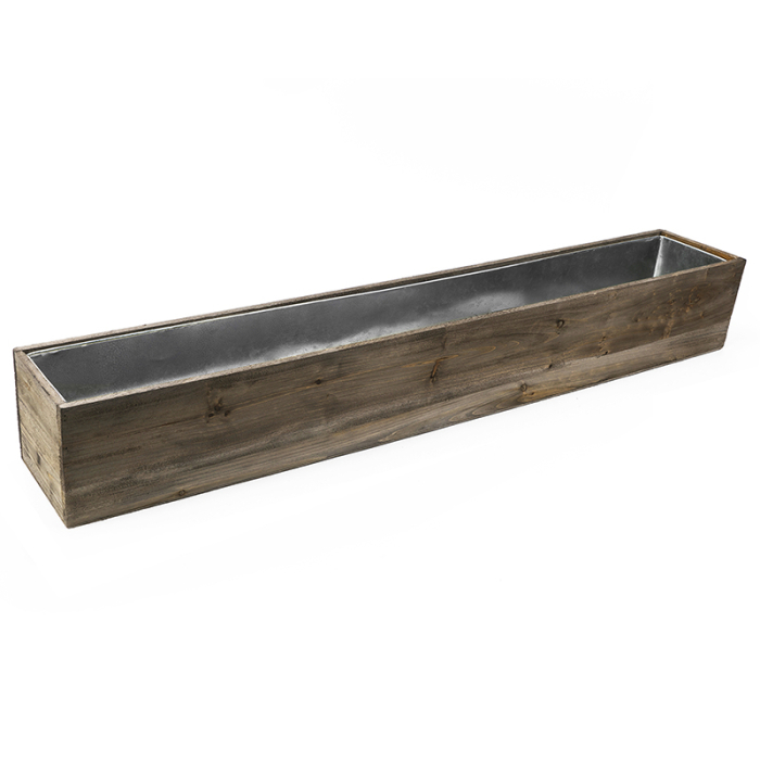 Long Rectangular Wood Planter Box w/ Zine Liner 36" x 6" x 6" 